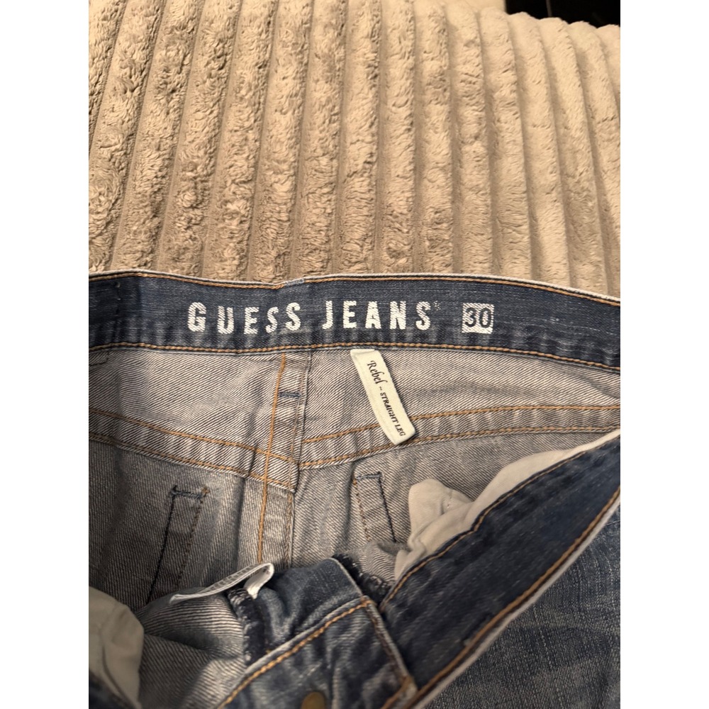 Guess Jeans Rebel Straight Leg Mens 30 Medium Wash Blue Denim Cotton JA5118 - Picture 3 of 12